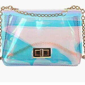 Holographic Clear Iridescent Crossbody Handbag Purse for Women